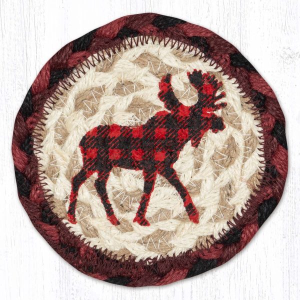 IC-864 Red Plaid Moose Coaster Discount