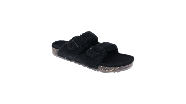 2 Buckle Sherpa Slippers on Sale